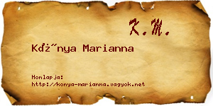 Kónya Marianna névjegykártya